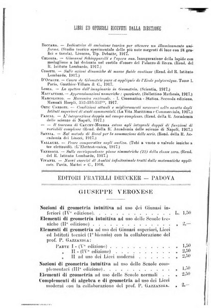 Periodico di matematica per l'insegnamento secondario