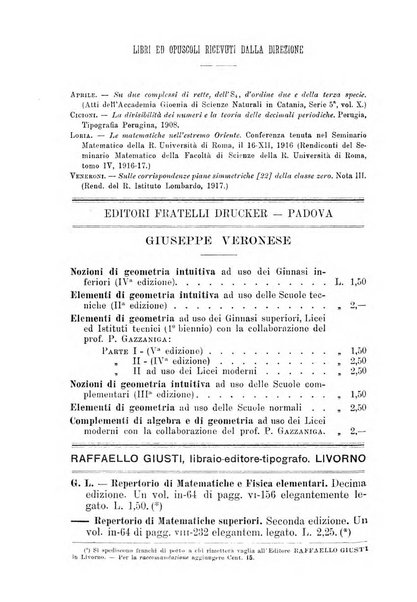 Periodico di matematica per l'insegnamento secondario