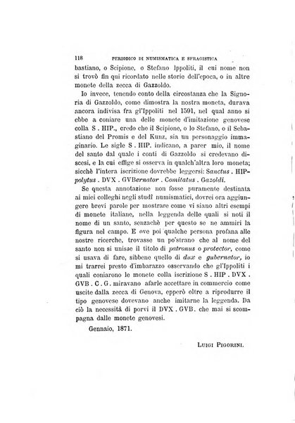 Periodico di numismatica e sfragistica per la storia d'Italia