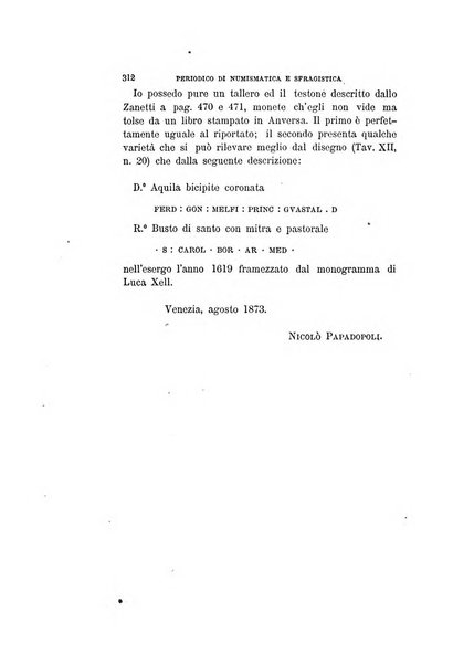 Periodico di numismatica e sfragistica per la storia d'Italia