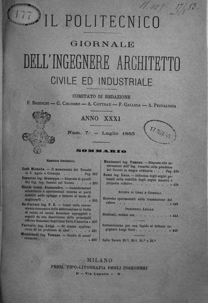 Il politecnico-Giornale dell'ingegnere architetto civile ed industriale