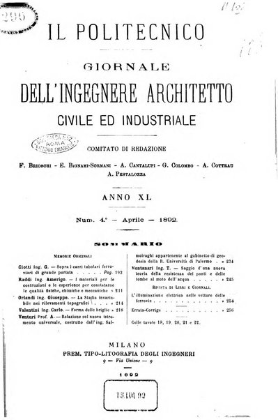 Il politecnico-Giornale dell'ingegnere architetto civile ed industriale