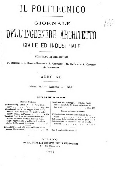 Il politecnico-Giornale dell'ingegnere architetto civile ed industriale