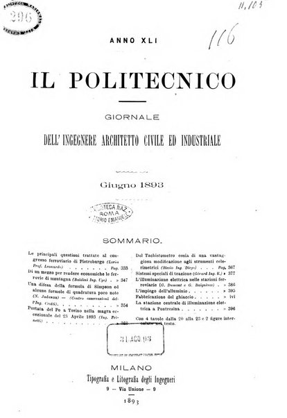 Il politecnico-Giornale dell'ingegnere architetto civile ed industriale