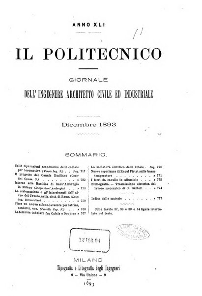 Il politecnico-Giornale dell'ingegnere architetto civile ed industriale