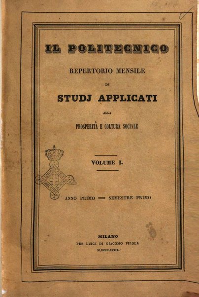 Il politecnico repertorio mensile di studj applicati alla prosperita e coltura sociale