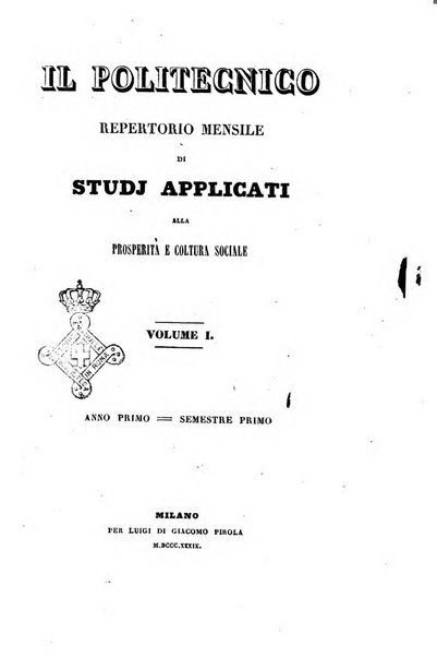 Il politecnico repertorio mensile di studj applicati alla prosperita e coltura sociale