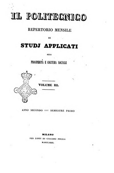 Il politecnico repertorio mensile di studj applicati alla prosperita e coltura sociale