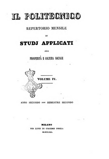 Il politecnico repertorio mensile di studj applicati alla prosperita e coltura sociale