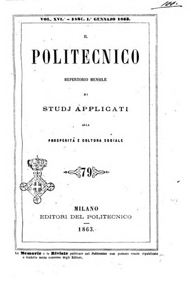 Il politecnico repertorio mensile di studj applicati alla prosperita e coltura sociale