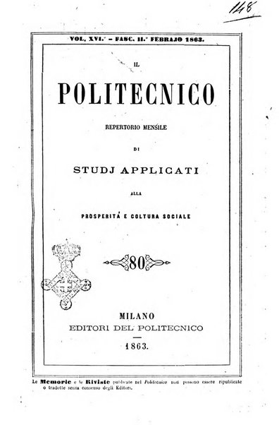 Il politecnico repertorio mensile di studj applicati alla prosperita e coltura sociale