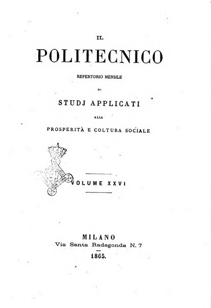 Il politecnico repertorio mensile di studj applicati alla prosperita e coltura sociale