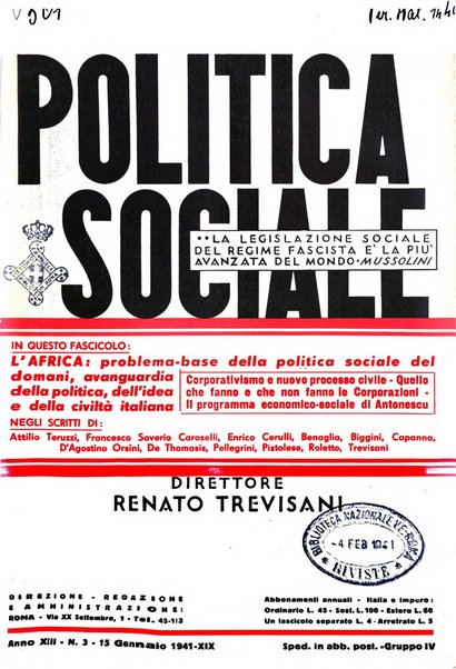 Politica sociale rivista mensile