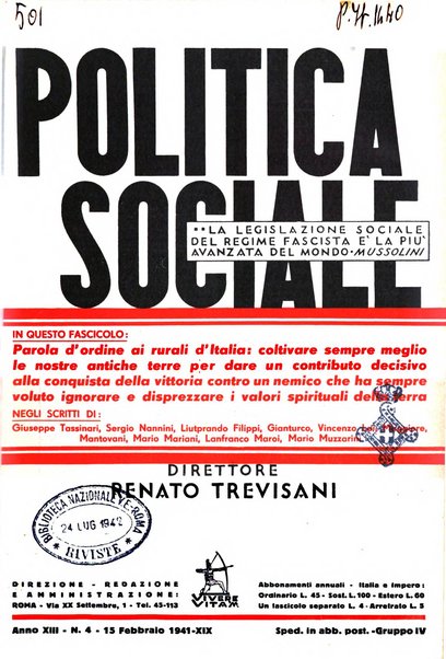 Politica sociale rivista mensile