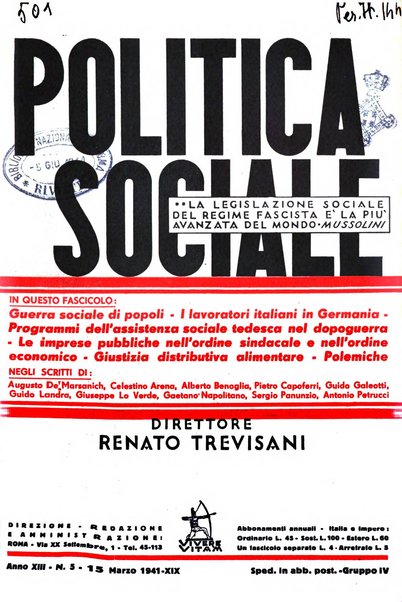 Politica sociale rivista mensile