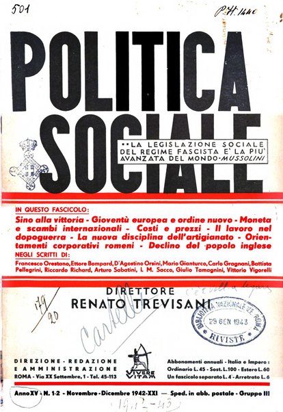 Politica sociale rivista mensile