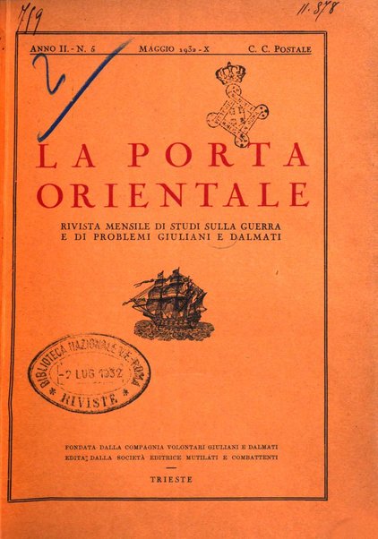 La porta orientale rivista mensile di studi giuliani e dalmati