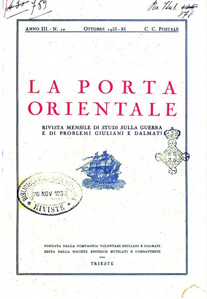 La porta orientale rivista mensile di studi giuliani e dalmati