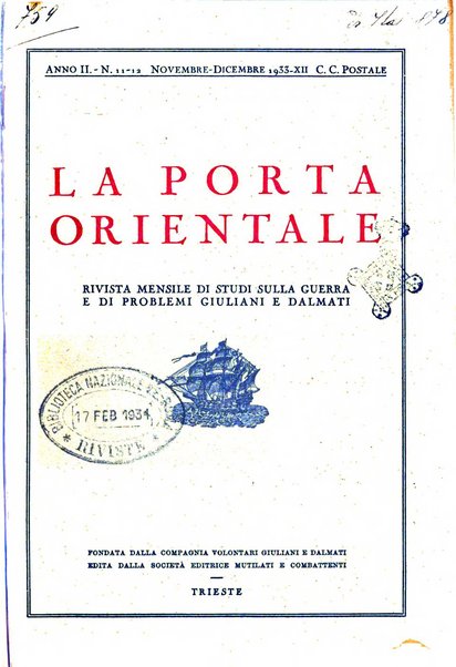 La porta orientale rivista mensile di studi giuliani e dalmati