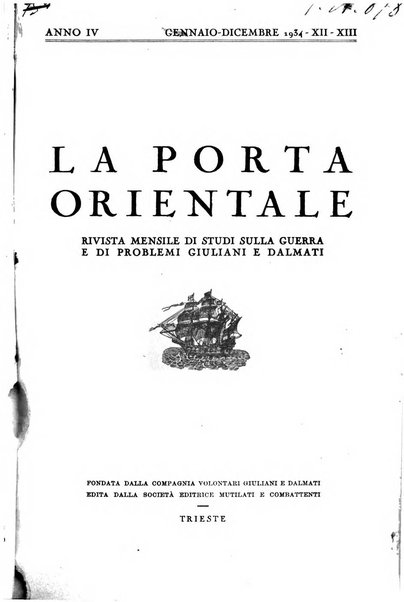 La porta orientale rivista mensile di studi giuliani e dalmati