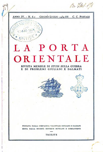 La porta orientale rivista mensile di studi giuliani e dalmati