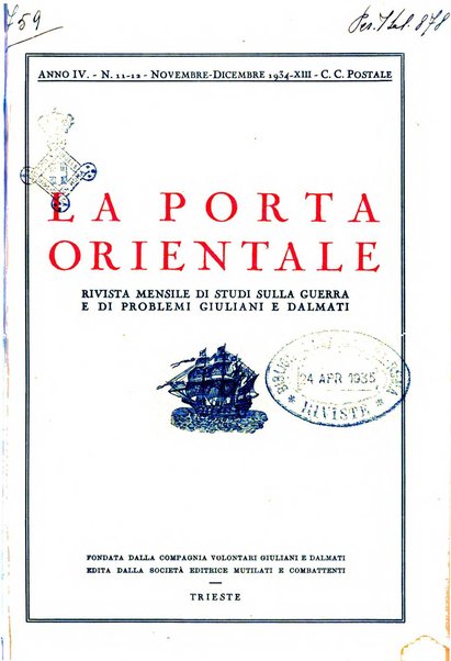 La porta orientale rivista mensile di studi giuliani e dalmati