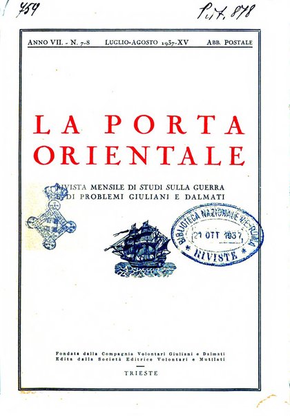 La porta orientale rivista mensile di studi giuliani e dalmati