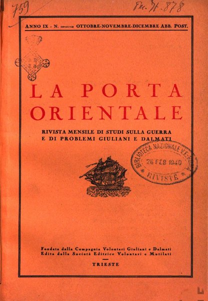 La porta orientale rivista mensile di studi giuliani e dalmati