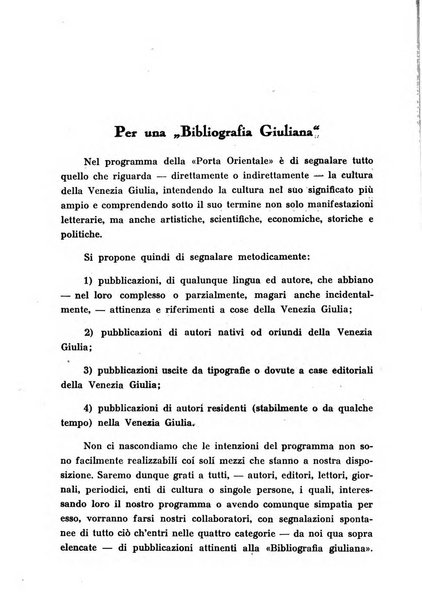 La porta orientale rivista mensile di studi giuliani e dalmati