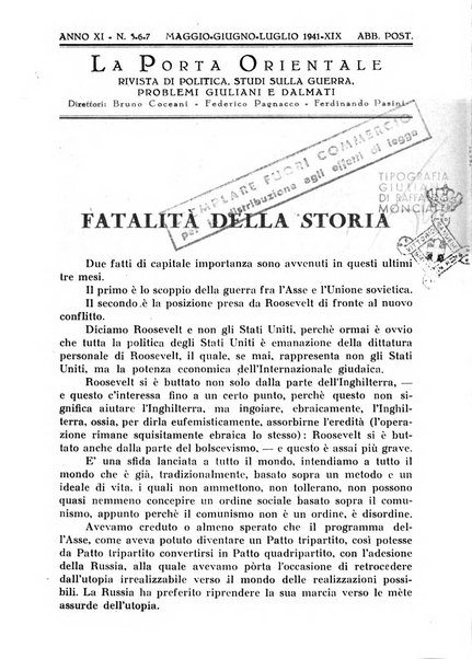 La porta orientale rivista mensile di studi giuliani e dalmati