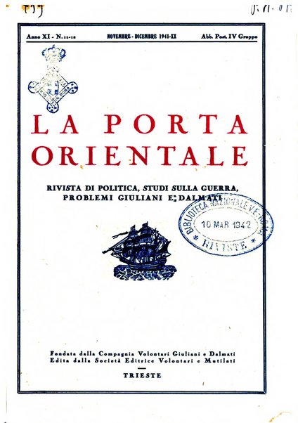 La porta orientale rivista mensile di studi giuliani e dalmati