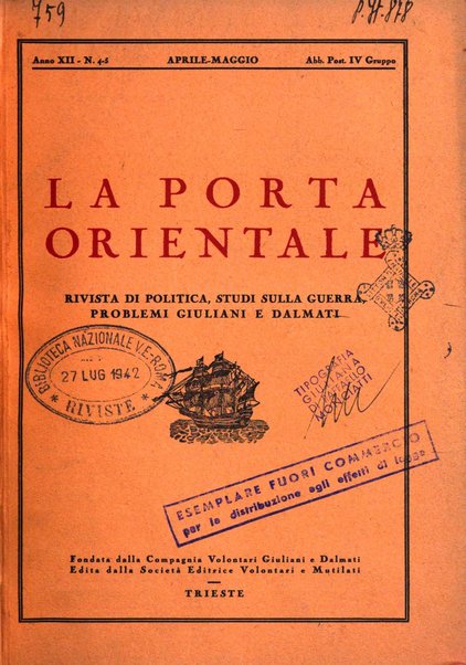 La porta orientale rivista mensile di studi giuliani e dalmati