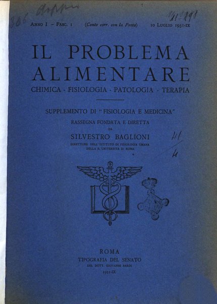 Il problema alimentare chimica, fisiologia, patologia, terapia