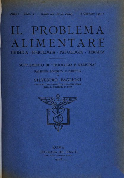 Il problema alimentare chimica, fisiologia, patologia, terapia