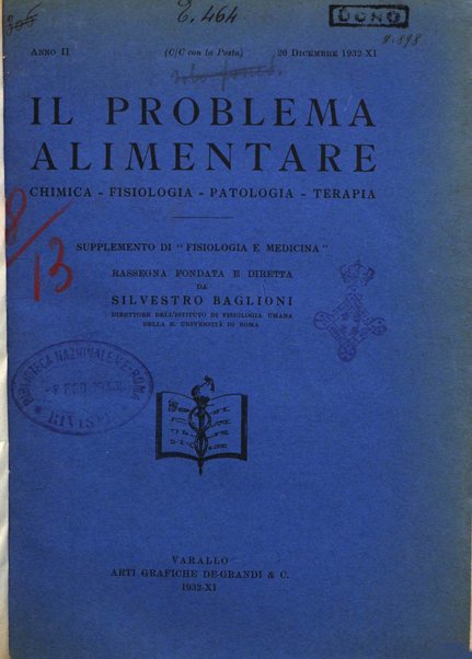 Il problema alimentare chimica, fisiologia, patologia, terapia