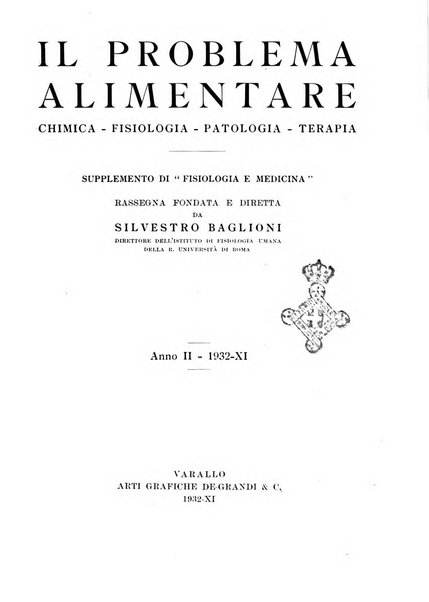 Il problema alimentare chimica, fisiologia, patologia, terapia