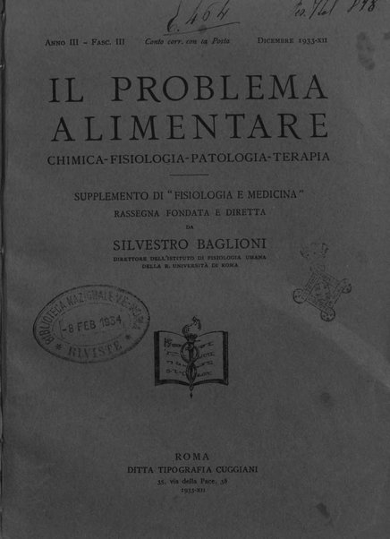 Il problema alimentare chimica, fisiologia, patologia, terapia