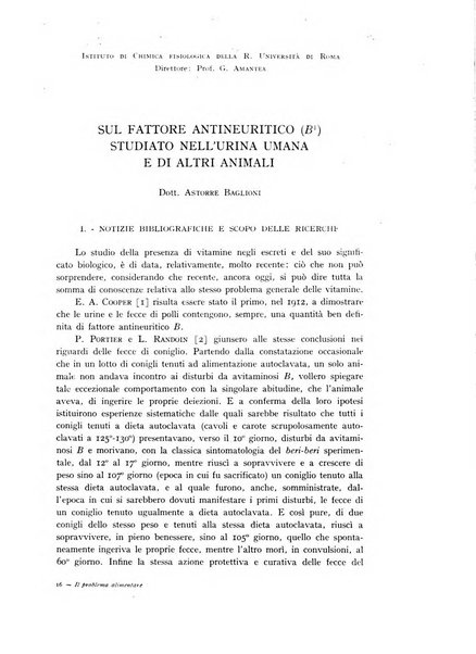 Il problema alimentare chimica, fisiologia, patologia, terapia