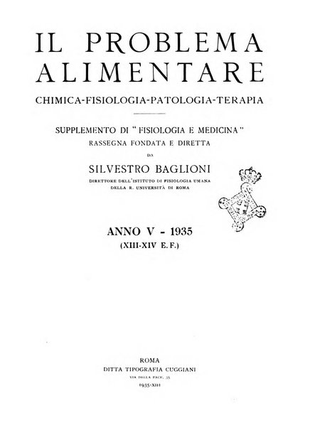 Il problema alimentare chimica, fisiologia, patologia, terapia