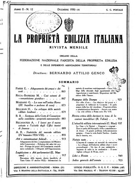 La proprieta edilizià italiana rivista mensile