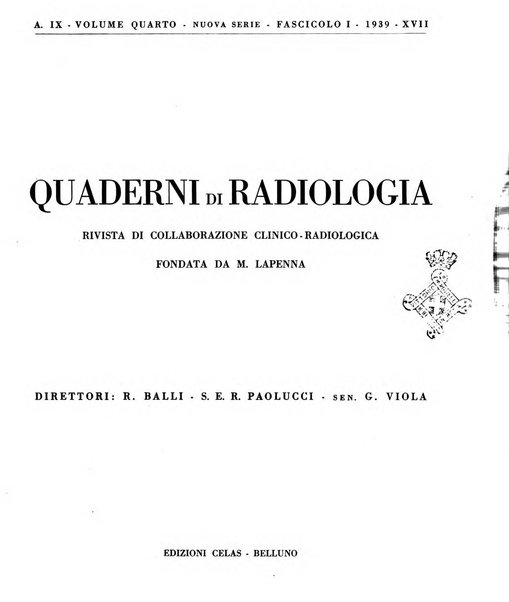 Quaderni di radiologia rivista di collaborazione clinico-radiologica fondata da M. Lapenna