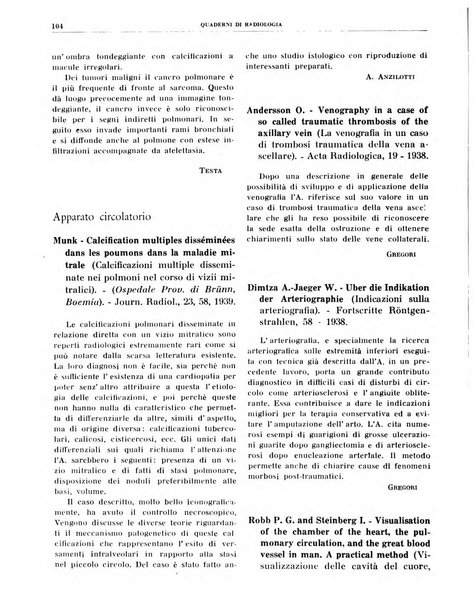 Quaderni di radiologia rivista di collaborazione clinico-radiologica fondata da M. Lapenna