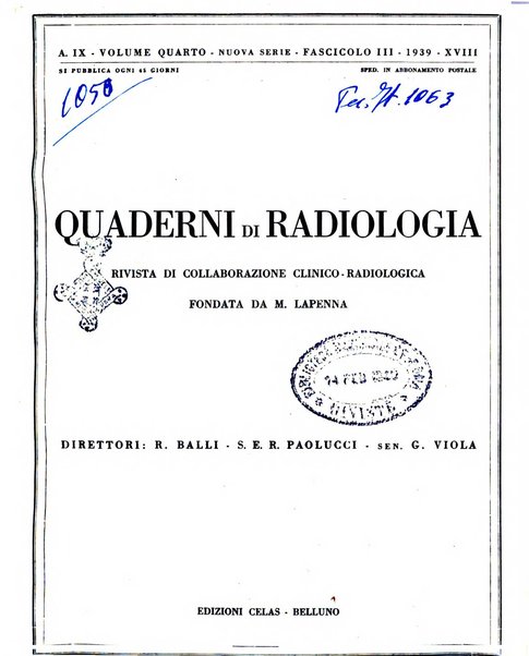 Quaderni di radiologia rivista di collaborazione clinico-radiologica fondata da M. Lapenna