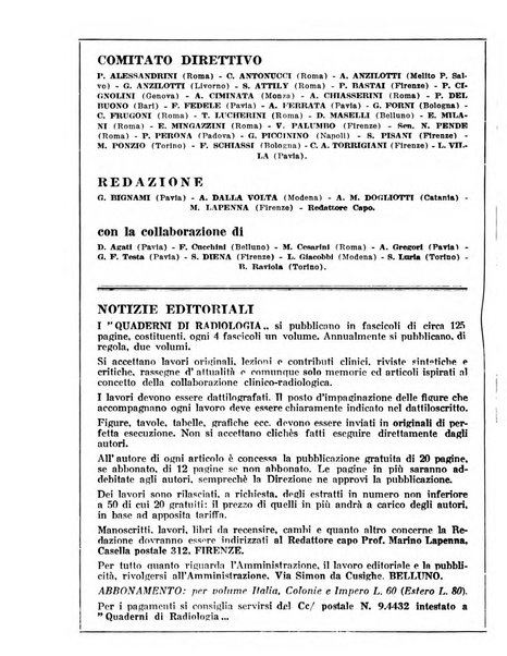 Quaderni di radiologia rivista di collaborazione clinico-radiologica fondata da M. Lapenna