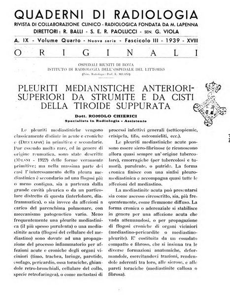 Quaderni di radiologia rivista di collaborazione clinico-radiologica fondata da M. Lapenna