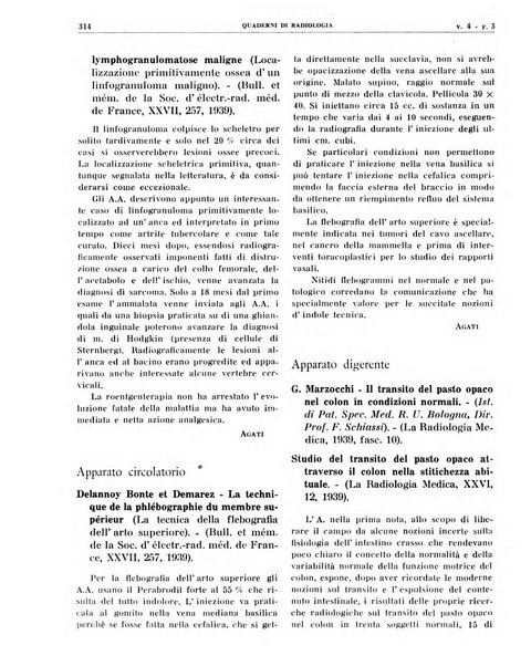 Quaderni di radiologia rivista di collaborazione clinico-radiologica fondata da M. Lapenna