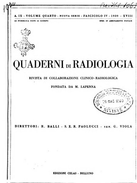 Quaderni di radiologia rivista di collaborazione clinico-radiologica fondata da M. Lapenna