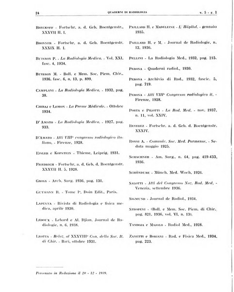 Quaderni di radiologia rivista di collaborazione clinico-radiologica fondata da M. Lapenna