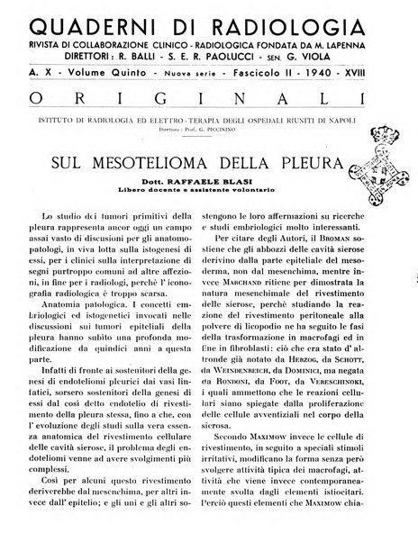 Quaderni di radiologia rivista di collaborazione clinico-radiologica fondata da M. Lapenna