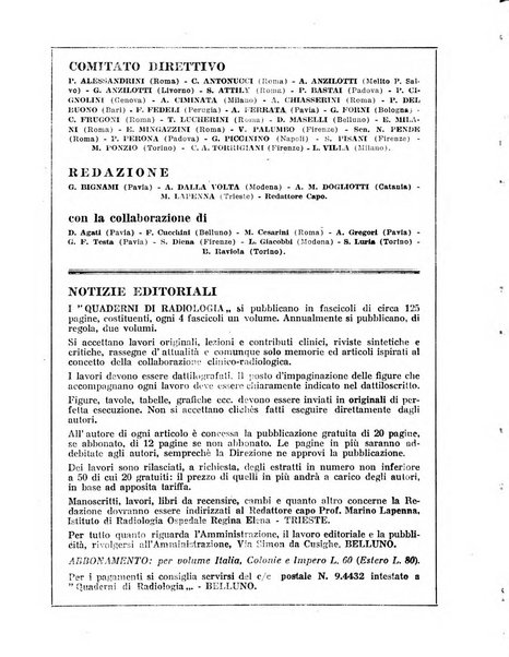 Quaderni di radiologia rivista di collaborazione clinico-radiologica fondata da M. Lapenna